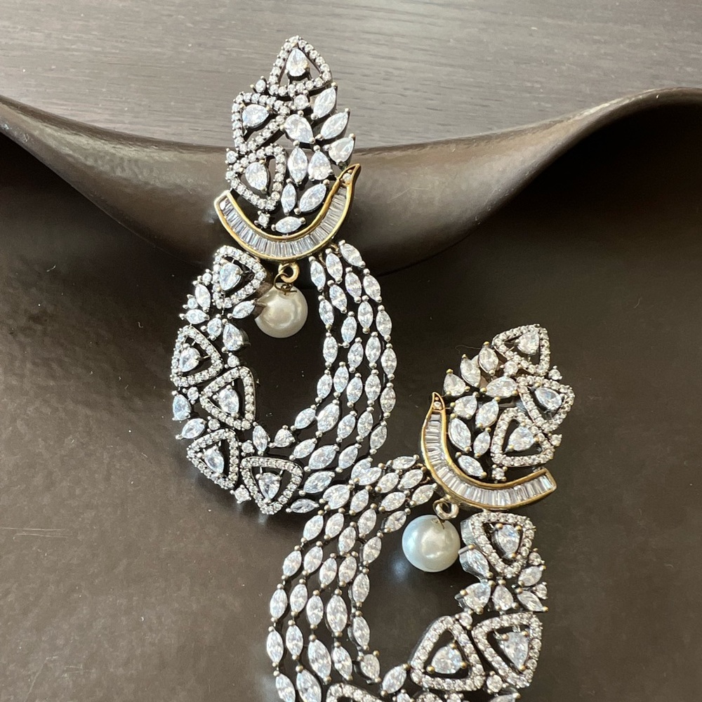 ReeMat Designs Diamond Pearl Drop Earrings